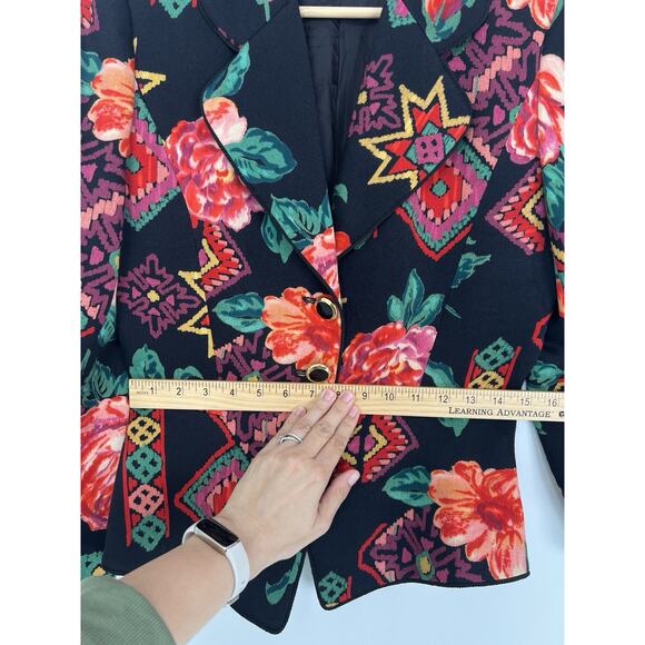 Vintage Emanuel Ungaro Solo Donna Paris Wool Floral Blazer Jacket Size 8 Italy - Picture 7 of 11